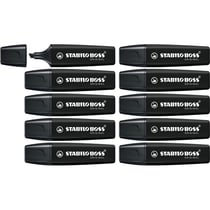 Lot de 10 marqueurs - STABILO - BOSS ORIGINAL Marker - Noir - Pointe biseautée
