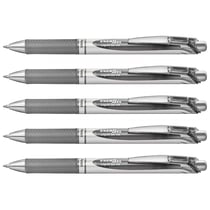 Stylo roller Pentel - EnerGel BL77 - Encre gel grise - Pointe 0,7 mm - Lot de 5