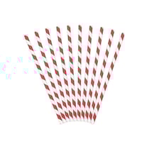 10 Pailles Papier Rayées Rouge/Blanc