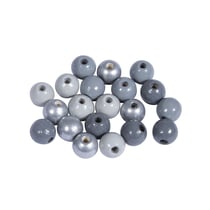 Assort. perles en bois , FSC 100%, 8mm , tons gris - argent, polies, 84 pces