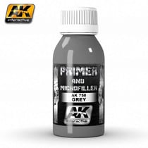 Flacon 100 ml - Peinture pour maquette AK Interactive Primer Microfiller - Gris AK758 - Extra-fine