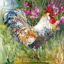 Lot de 4 serviettes en papier découpage collage 33 cm COQ JARDIN A 317