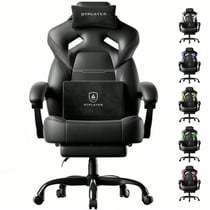 Chaise gaming ergonomique GTPLAYER Noir mat PU - Noir - 55 x 51 x 130 cm