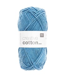 Pelotes de fil à tricoter CREATIVE COTTON ARAN de Rico Design - Laissez libre cours à votre créativité avec douceur et style ! 55 Bleu