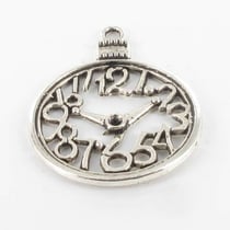 MégaCréa - Breloque en métal Horloge Argenté