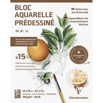Bloc - Peinture aquarelle - Modèles pré-dessinés - Fleurs - Clairefontaine