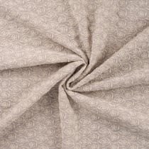 Tissu Gaze de Coton Fleurs brodées sur fond Beige sable