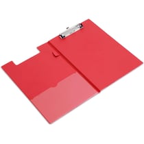 Porte-bloc - Pour documents A4 - Avec rabat - Clip métal - Plastique - Rouge