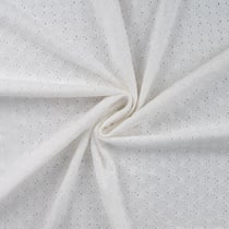 Tissu Coton Jersey brodé uni Blanc - Au mètre