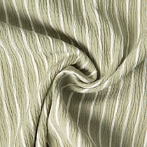 Tissu Polyviscose Seersucker aspect Lin lavé Suzy rayures Blanc sur fond Vert kaki clair