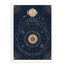 Affiche 50x70 cm - Lion Signe du Zodiac - Frog Posters