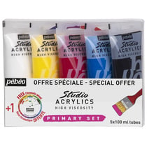 Pack Peinture Studio Acrylics Pébéo - Couleurs primaires - 5 x 100 ml