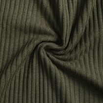 Tissu Jersey Viscose côtelé Lino uni Vert kaki
