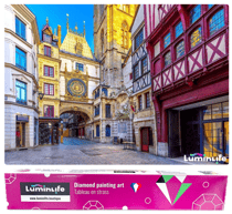Diamond Painting Broderie Diamant LUMINLIFE 70x50cm, 5D, diamants ronds - Rouen Gros-Horloge