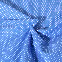 Tissu Popeline de Coton Carmella à pois blanc sur fond Bleu azur - Au mètre