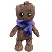 Peluche jeune groot marron avec echarpe 32 cm - marvel - dc - doudou licence