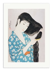 Affiche 50 x 70 cm -  Woman Combing Her Hair (1920) - Goyo Hashiguchi