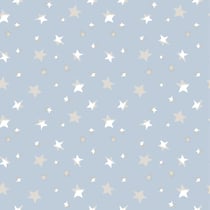 Tissu Jersey Coton imprimé beiges et blanches sur fond Bleu
