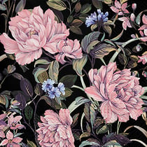 Lot de 4 serviettes en papier découpage collage 33 cm FLEUR ROSE FOND NOIR FL 204