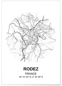 Affiche Carte Rodez | A3 : 29,7x42cm