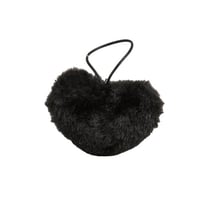 Pompon fourrure artificielle cœur 45x 65mm noir