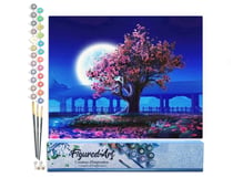 Peinture par Numéro Figured'Art - Arbre et grande Lune - Kit de Loisir Créatif DIY Numéro d'Art Complet - 40x50cm sans châssis en bois