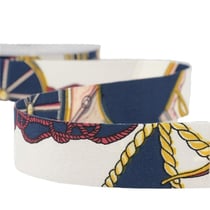 Bobine 15m Ruban foulard Blanc, Rose et marine