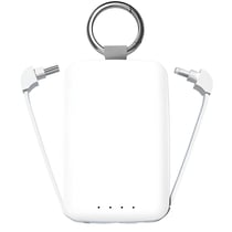 Jaym Batterie de Secours 4000mAh Ultra-compacte avec Porte-clés et 2 mini Câbles Blanc