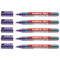 Lot de 5 marqueurs tableau blanc effaçables - EDDING - 361 - Pointe fine 1 mm - Violet