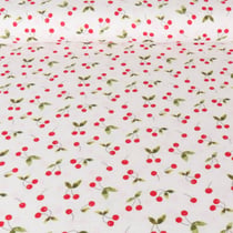 Tissu Double gaze de Coton Digital Poppy Cerises rouges sur fond Blanc