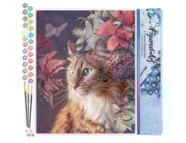 Peinture par Numéro Figured'Art - Chat fleurs et papillon - Kit de Loisir Créatif DIY Numéro d'Art Complet - 40x50cm sans châssis en bois