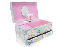 Boîte à Musique avec Licorne - Mécanisme à Remonter, Miroir et Rangement Bijoux - 1001Jouets