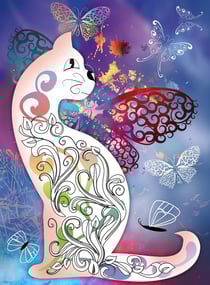 Puzzle 2000 pièces - Le Chat et les Papillons - Grafika