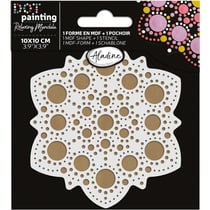 Pochoir - Pour dot painting - Mandala - 10cm - Forme en bois + support - Aladine