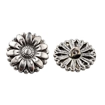 3 BOUTONS Tige forme Fleur métal argenté 17 mm 1 trou - creation couture diy