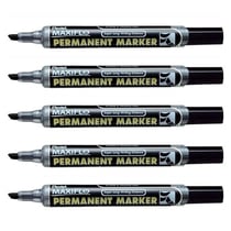 Lot de 5 marqueurs permanents PENTEL MAXIFLO NLF60 - Pointe biseautée 1 - 3,5 mm - Noir