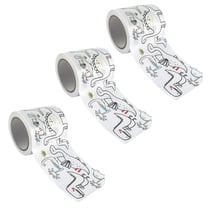 3 masking tapes larges à colorier - Dinosaures 4,6 cm x 5 m