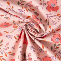 Tissu Coton imprimé Arty Fleurs Josy sur fond Rose clair