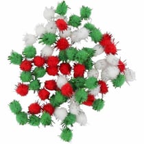MégaCréa DIY - Mini pompon pailleté glitter Rouge vert blanc 0,8 cm 200 pièces