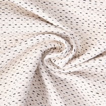 Tissu Jacquard Coton piqué pointillés Noir et Beige sur fond Ecru