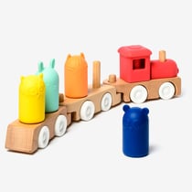 Train des 4 animaux en bois et silicone Oxybul