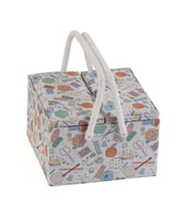 Panier à couture motif Couture - 25x25x17cm - Distrifil Ecru