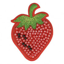 Ecusson thermocollant fraise perles 4,5x5cm