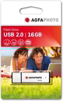 AgfaPhoto Clé USB 2.0 16 Go - Vitesse de Lecture 15MB/s, Vitesse d'Écriture 5MB/s, Mémoire Flash, Connectivité USB, Modèle 8GB Drive, Spécial Bureautique - Gris
