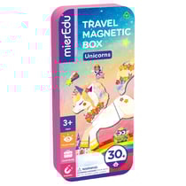 MierEdu BOÎTE DE PUZZLE MAGNÉTIQUE voyage: LICORNES 9x3,3x20,3cm, contient 2 scènes et plus de 30 pièces de puzzle magnétiques, dans une boîte en métal, 3+