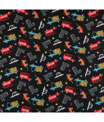 Tissu enfant coton bus de 150 cm de largeur Noir vendu par 50 cm
