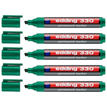Lot de 5 marqueurs permanents - EDDING - Vert - Pointe biseautée 1-5 mm