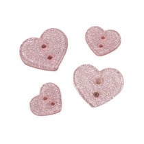 Lot de 3 boutons coeur pailleté rose layette