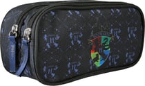 Trousse double rectangulaire Harry Potter – Noir/Bleu – HOGWARTS – 2 compartiments