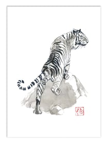 Affiche 50 x 70 cm -  Tiger Version 2 - Pechane Sumie